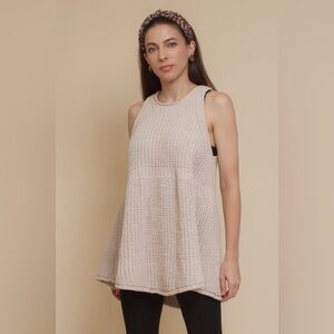 POL Wild Fern Sleeveless Babydoll Knit Sweater Oversized Size S